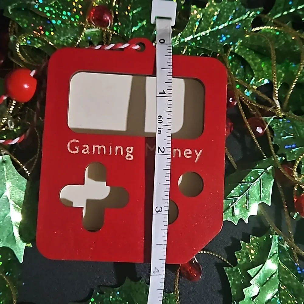 Wooden 🎁 Gaming Money Red Ornament Money / Bill Holder NWOT